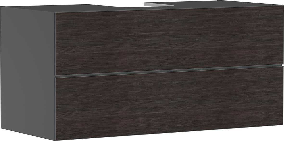 hansgrohe Xevolos E Meuble bas 1180/550 pour lavabo à poser Xevolos E avec 2 tiroirs caisson Gris mat, Façade: Chêne foncé