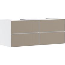 hansgrohe Xevolos E Meuble bas pour double lavabo à poser Xevolos E 1370/550 avec 4 tiroirs caisson Blanc mat, Façade: Bronze texturé