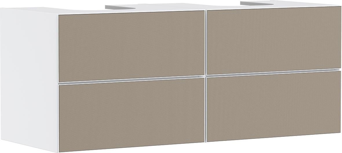 hansgrohe Xevolos E Meuble bas pour double lavabo à poser Xevolos E 1370/550 avec 4 tiroirs caisson Blanc mat, Façade: Bronze texturé