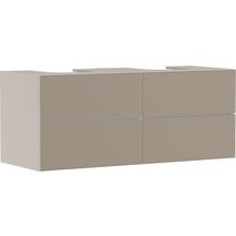 hansgrohe Xevolos E Meuble bas pour double lavabo à poser Xevolos E 1370/550 avec 4 tiroirs caisson Beige mat, Façade: Bronze texturé