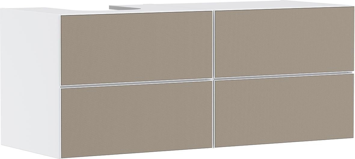 hansgrohe Xevolos E Meuble bas 1370/550 pour lavabo à poser Xevolos E à gauche avec 4 tiroirs caisson Blanc mat, Façade: Bronze texturé