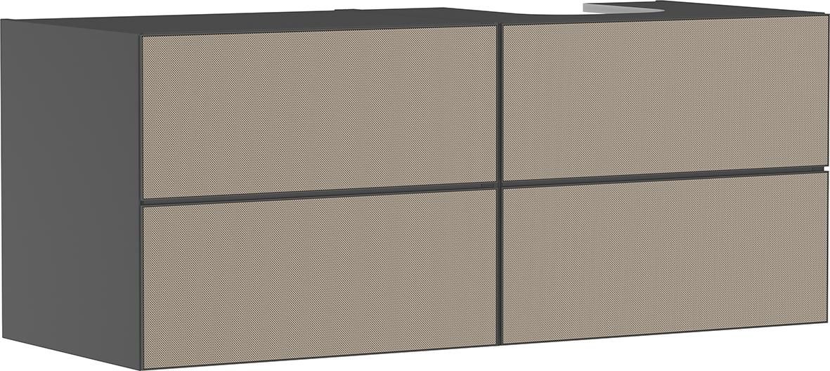 hansgrohe Xevolos E Meuble bas 1370/550 pour lavabo à poser Xevolos E à droite avec 4 tiroirs caisson Gris mat, Façade: Bronze texturé