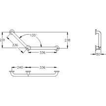 Barre à 135° 336 x 336 mm en nylon tube lisse diamètre 34 mm réf. NY.364.050