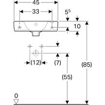 Lave-mains Geberit Renova Compact 45 cm avec trop-plein, avec trou de robinetterie à droite Réf. 501.730.01.1