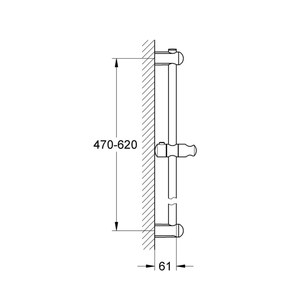 Barre de douche 600 mm Euphoria Chromé 27499000