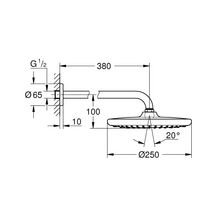 Ensemble douche de tête et bras 380 mm, 1 jet  Chromé REF.26668000