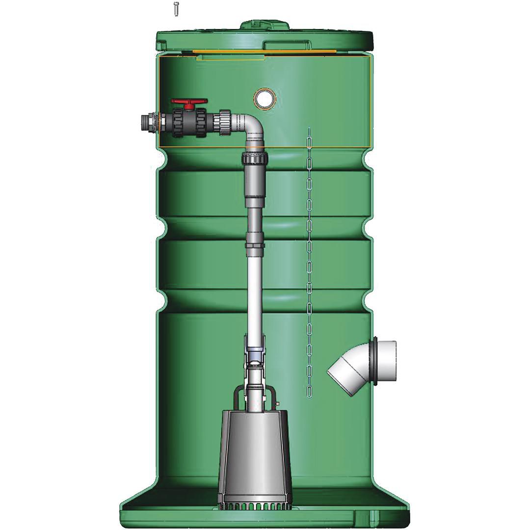 Poste de relevage eaux usées après fosse ALTIBOX 1850/DR STEEL 37 - Pose extérieur - Equipé d'une pompe NOVA UP 600 automatique avec 30 mètres de câble - Alimentation électrique 230 V - Hauteur 1,85 m