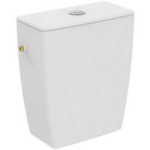 Réservoir cube Ulysse+ en porcelaine vitrifiée blanc, à alimentation latérale (sur le côté). Silencieux, soupape double chasse 3/6L. Set de fixation cuvette/réservoir. Réf. P019901