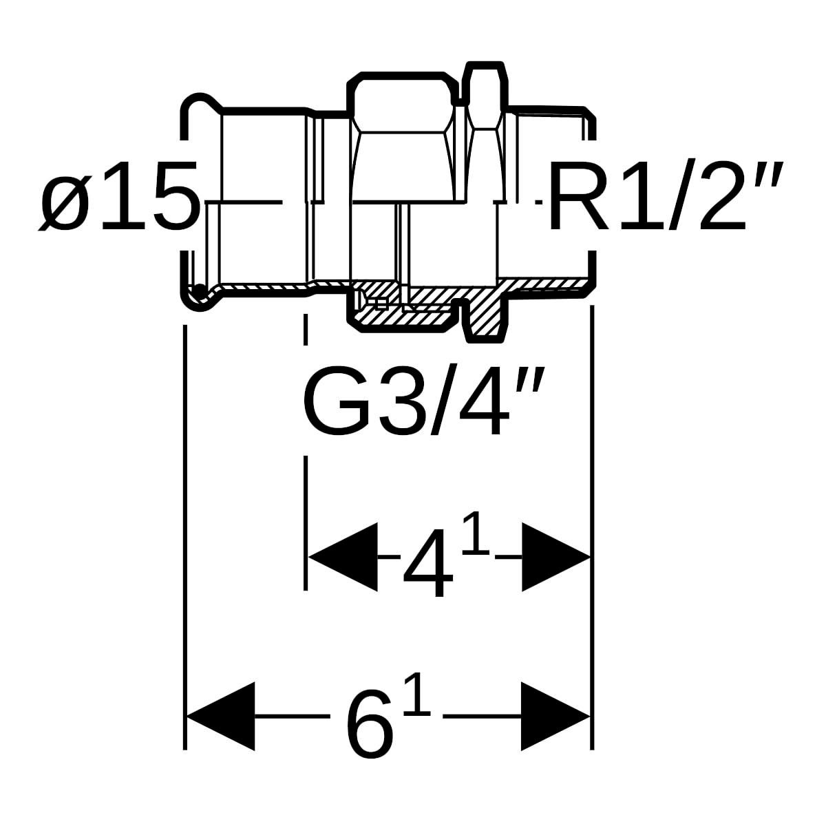 Raccord union acier zn F diamètre : 15-1/2 réf . 25330