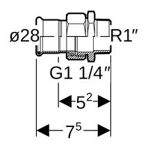 Raccord union fileté D28-26x34 Réf 25337