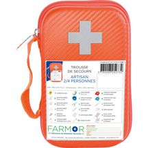 Trousse de secours spéciale artisan 2/4 personnes !haute visibilité + croix rétro Réf. TRO 2174 FLO