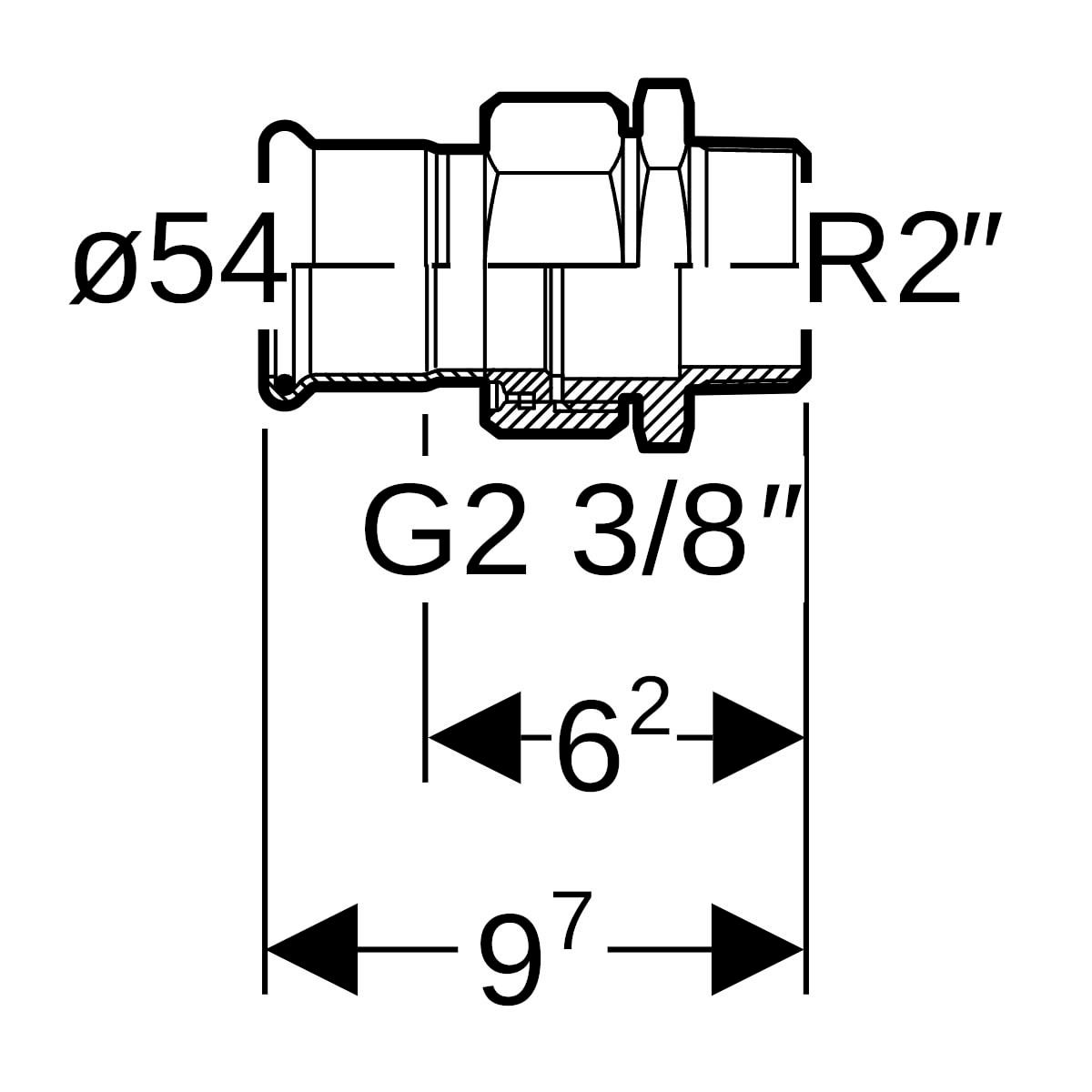 Raccord union fileté R54-50x60 Réf 25340