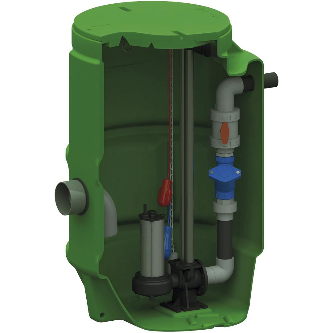 Poste de relevage Eaux Chargées cuve de relevage MONOFOS VIDE 1500/650 TRI - Pose Extérieur uniquement - Equipé d'une pompe SEMISOM 650 TRI  - Alimentation électrique : 400 V - Hauteur de relevage maxi : 8 M