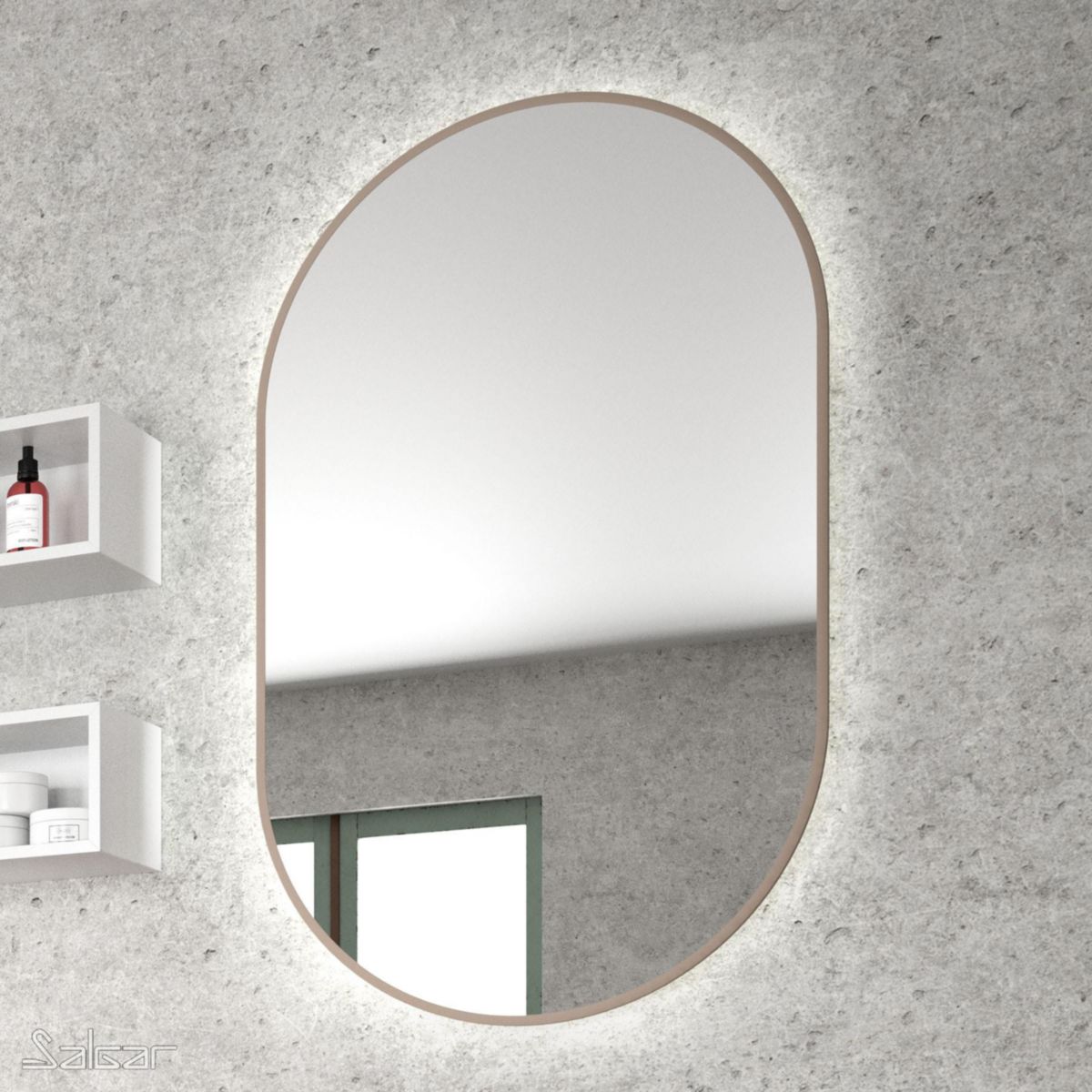 Miroir OLIMPIA 920 vertical (20 W) IP44 H.92 x L.52 x P.3 cm finition macchiato réf : 87863