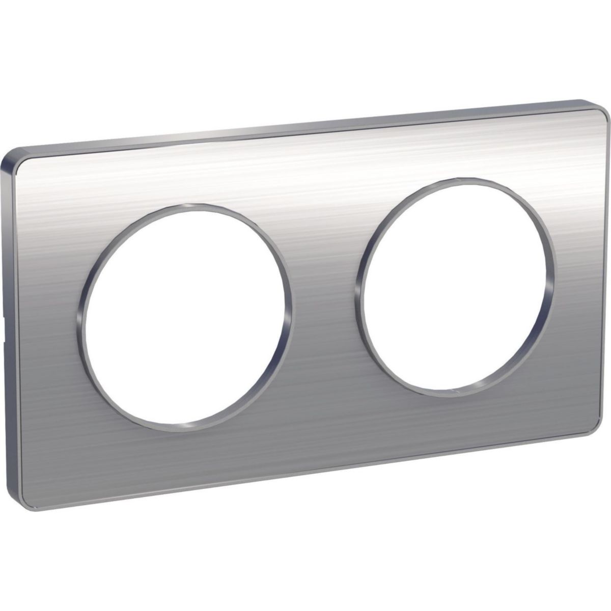 Odace touch, plaque aluminium brossé liseré alu 2 post. horiz./vert. 71 mm réf. S530804J