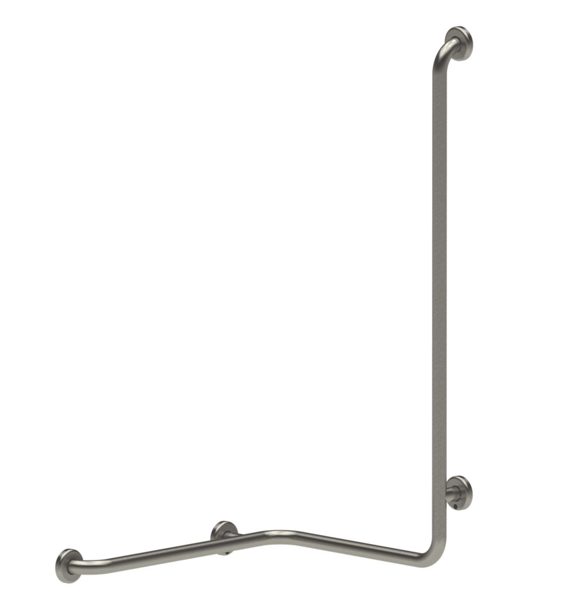 Barre de douche d'angle avec barre verticale de diamètre 32mm. 4 points de fixation. 660 x 560 x 1150 mm. Modèle droit. Réf. 60332