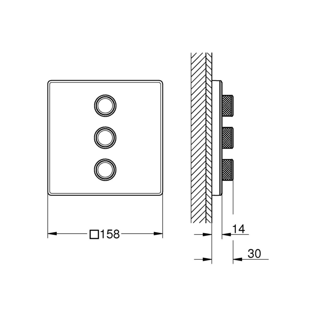 Panneau de contrôle 3 sorties Grohtherm SmartControl Blanc 29158LS0