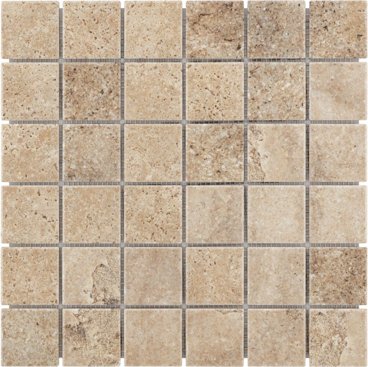 Grès cérame émaillé Arte Deco Travertin beige antidérapant mosaïque 29,7 x 29,7 cm