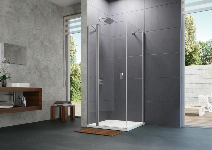 Paroi de douche en verre Design PURE porte battante Chrome Réf. 8P0605092322