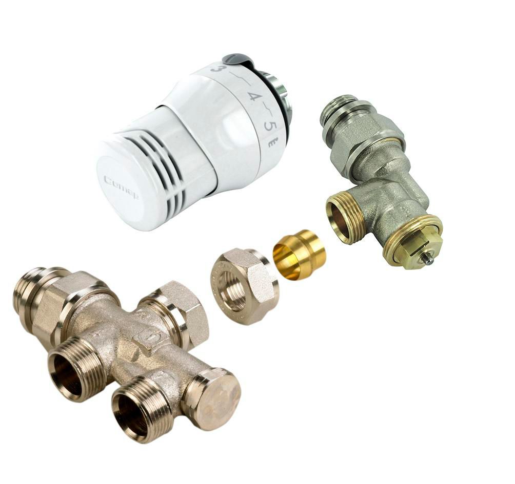 Kit thermostatique bitube sortie verticale + SENSO M28 + corps droit 1/2JT coudé M22 réf. RK859724