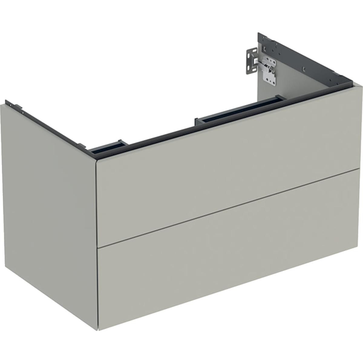 Meuble bas pour lavabo Geberit ONE, avec deux tiroirs: Largeur de lavabo=90cm, H=50.4cm, T=47cm, greige / laqué mat