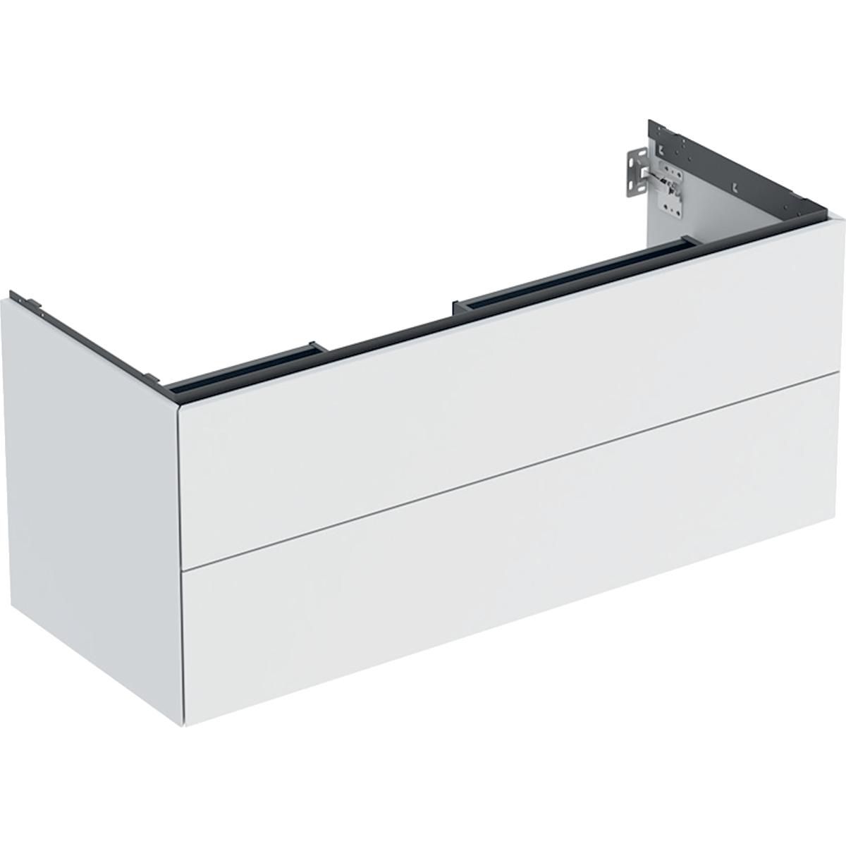 Meuble bas pour lavabo Geberit ONE, avec deux tiroirs: Largeur de lavabo=120cm, H=50.4cm, T=47cm, blanc / laqué mat