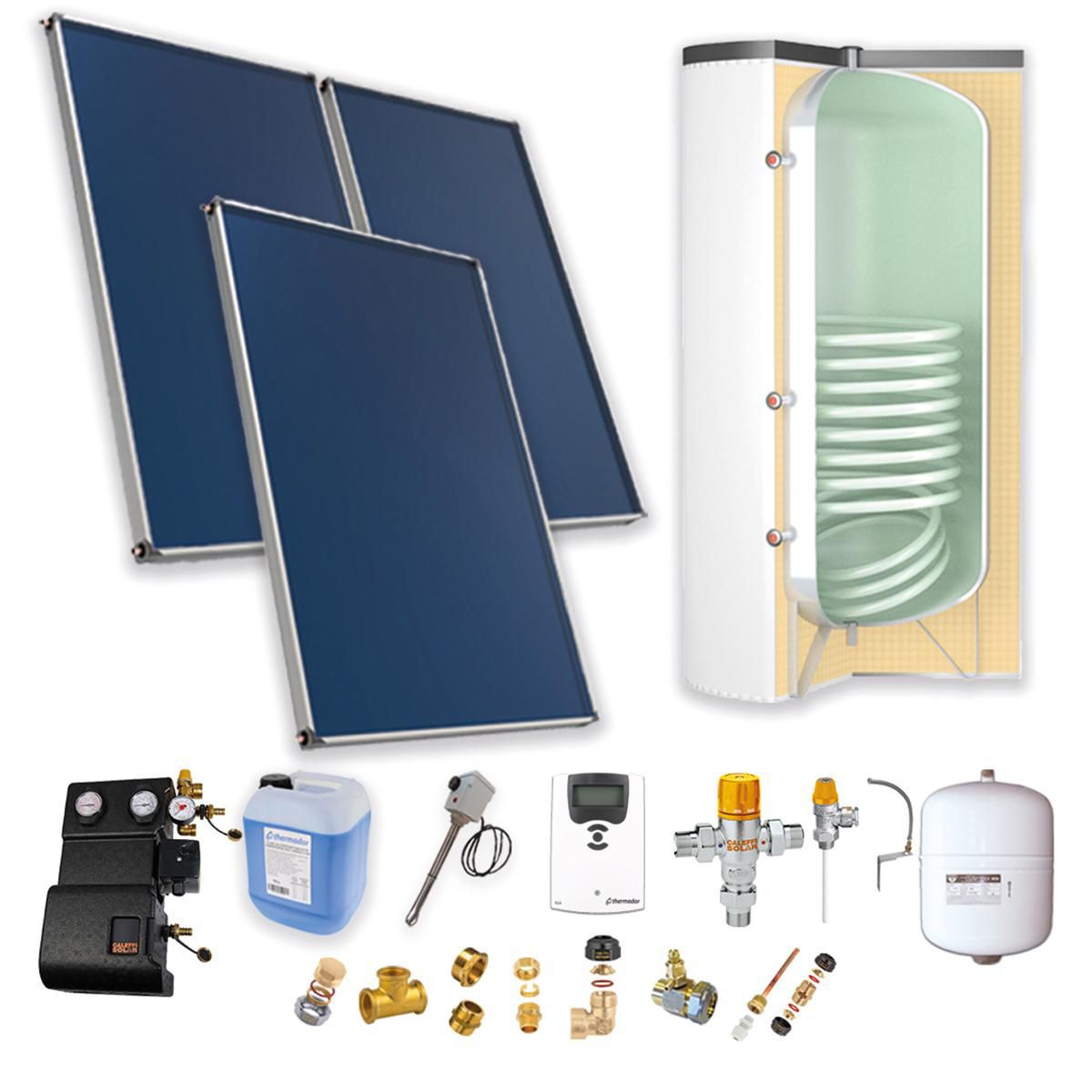 Pack solaire Astrea A - Chauffe Eau Solaire Individuel (CESI) : 3 capteurs - ballon préparateur ECS 500L blanc avec appoint électrique - kit d'accessoires complet - fixation panneaux toiture inclinée Réf. PSOLECSE35