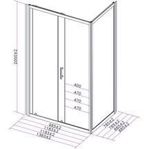 Paroi pour Cabine Alterna Concerto 2 accès de face porte coulissante 140 x 90 cm