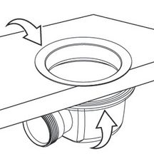 Bonde ultra-plate SMART receveur douche Ø90mm, Capot inox serti Ø117mm, H.48 mm, Sortie horizontale Ø40mm à coller Réf. 57680000000