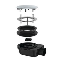 Bonde ultra-plate SMART receveur douche Ø90mm, Capot inox serti Ø117mm, H.48 mm, Sortie horizontale Ø40mm à coller Réf. 57680000000