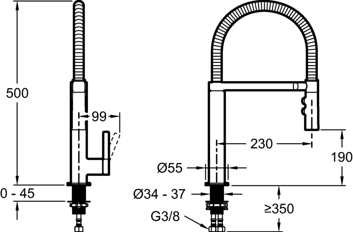 Mitigeur d'évier Spirale avec douchette extractible Réf. E23310-CP