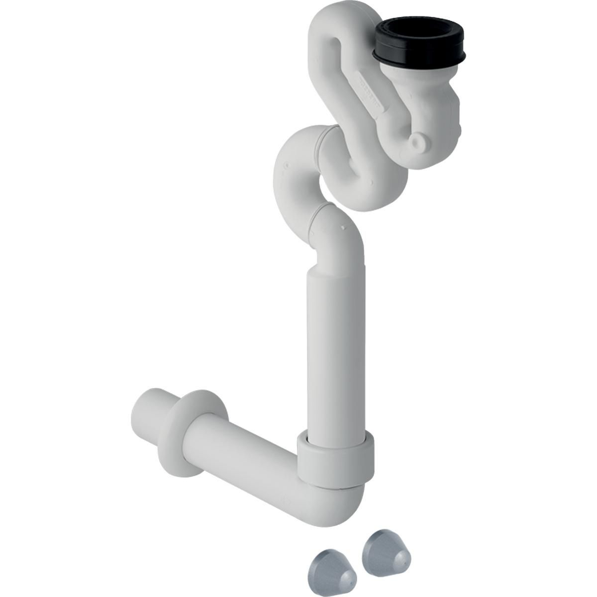 Siphon en S Geberit pour urinoir, avec accessoires de montage, d50, sortie apparente: d=50mm, blanc alpin