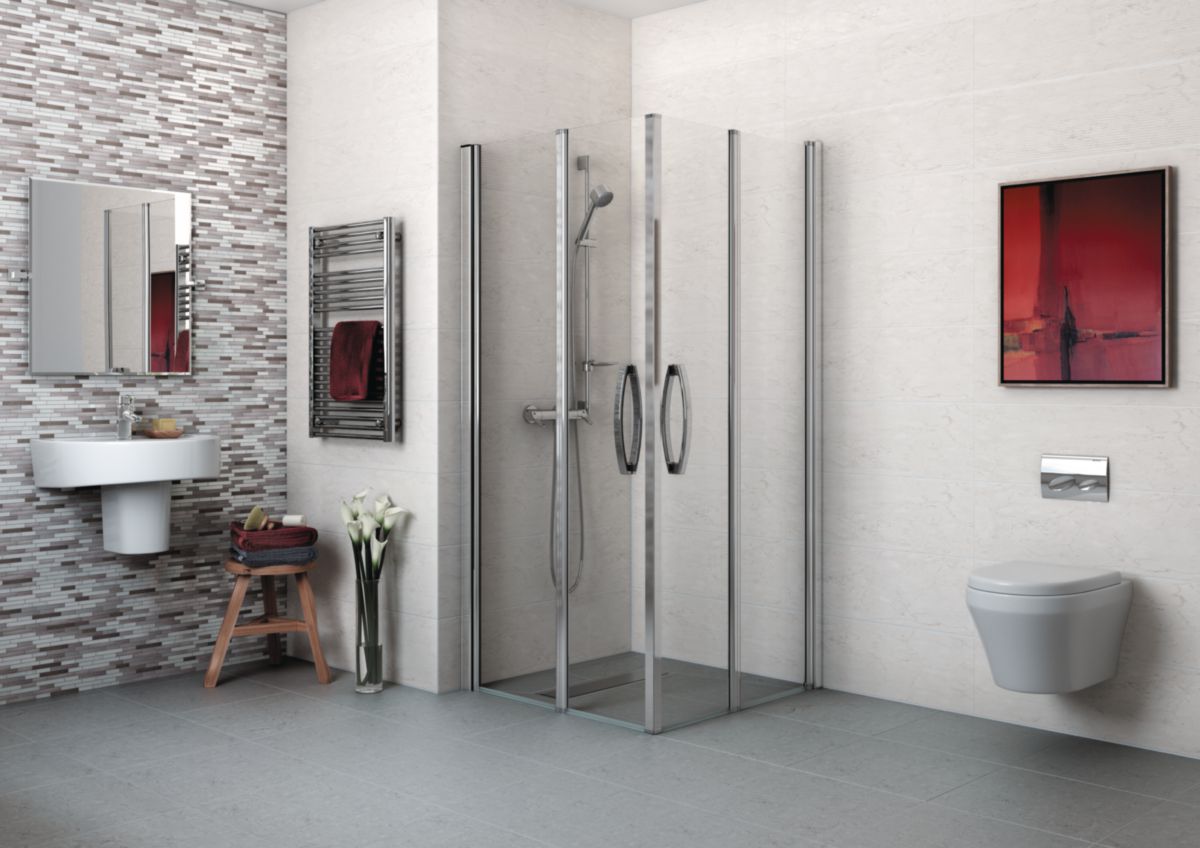 Paroi de douche Larenco porte pivotante pliante en angle 900 mm H 1900 mm Réf. 26732