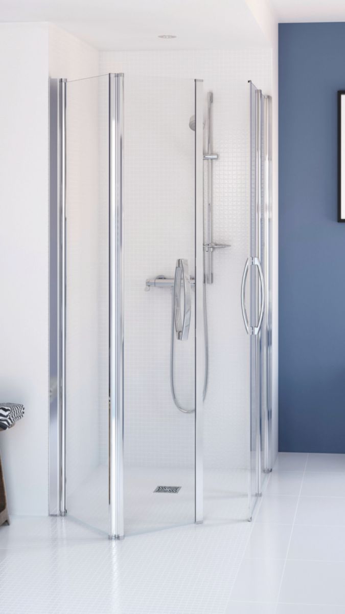 Paroi de douche Larenco porte pivotante pliante en niche 800 mm H 1900 mm Réf. 26787