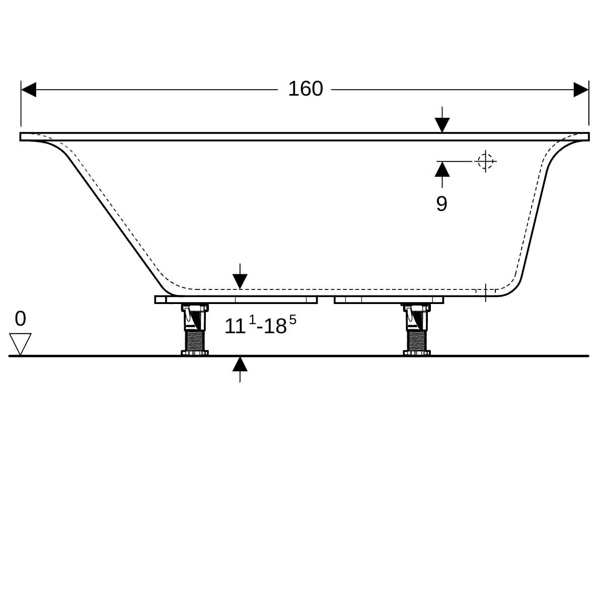 Baignoire RENOVA PLAN version droite standard 160x100 blanc réf.00060900000