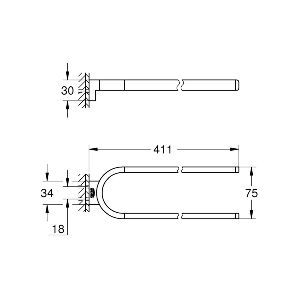 Barre porte-serviettes non pivotable Selection chromé Réf. 41059000