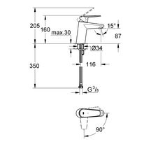 Mitigeur lavabo Eurodisc Cosmopolitan corps lisse ES 5,7 l/mn Chromé réf. 2338220E