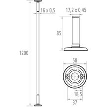 Porte-rideau droit 120 cm, tube en laiton D 16 mm avec 2 rosaces coulissantes, nickelé chromé réf. 004024