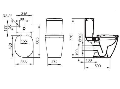 Réservoir CUBE CONNECT 3 / 6 litres avec alimentation verticale, blanc Réf. E797001