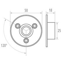 Rosace pour porte-rideau, platine D 45 mm 3 trous de fixation pour tube D 20 mm, chromé réf. 004703