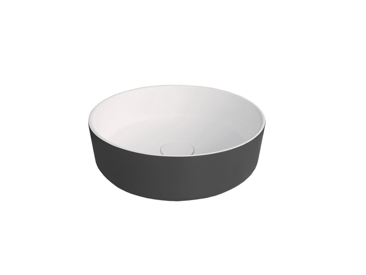 Vasque Perle Ø38 Solid Surface Blanc polaire laqué extérieur Noir mat - avec capot et bonde Réf. 182233200005