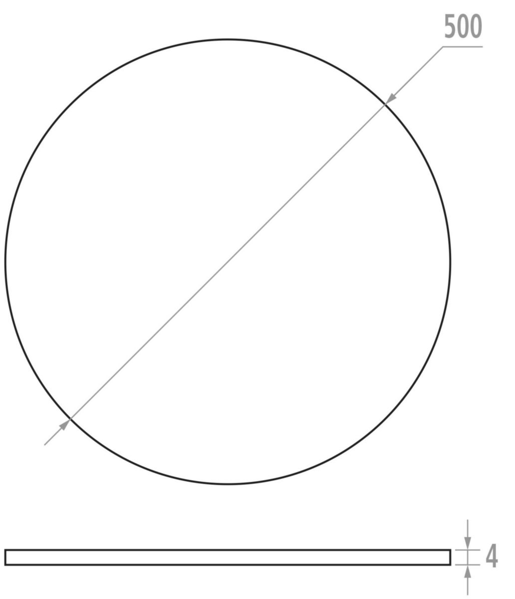 Miroir rond D 50 cm, épaisseur 4 mm, bords adoucis réf. 005575