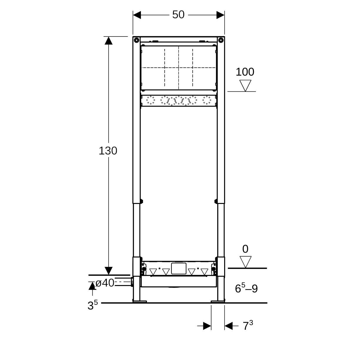 Bâti support Duofix douche de plain pied pour robinetterie murale encastrée D40 réf 111581001