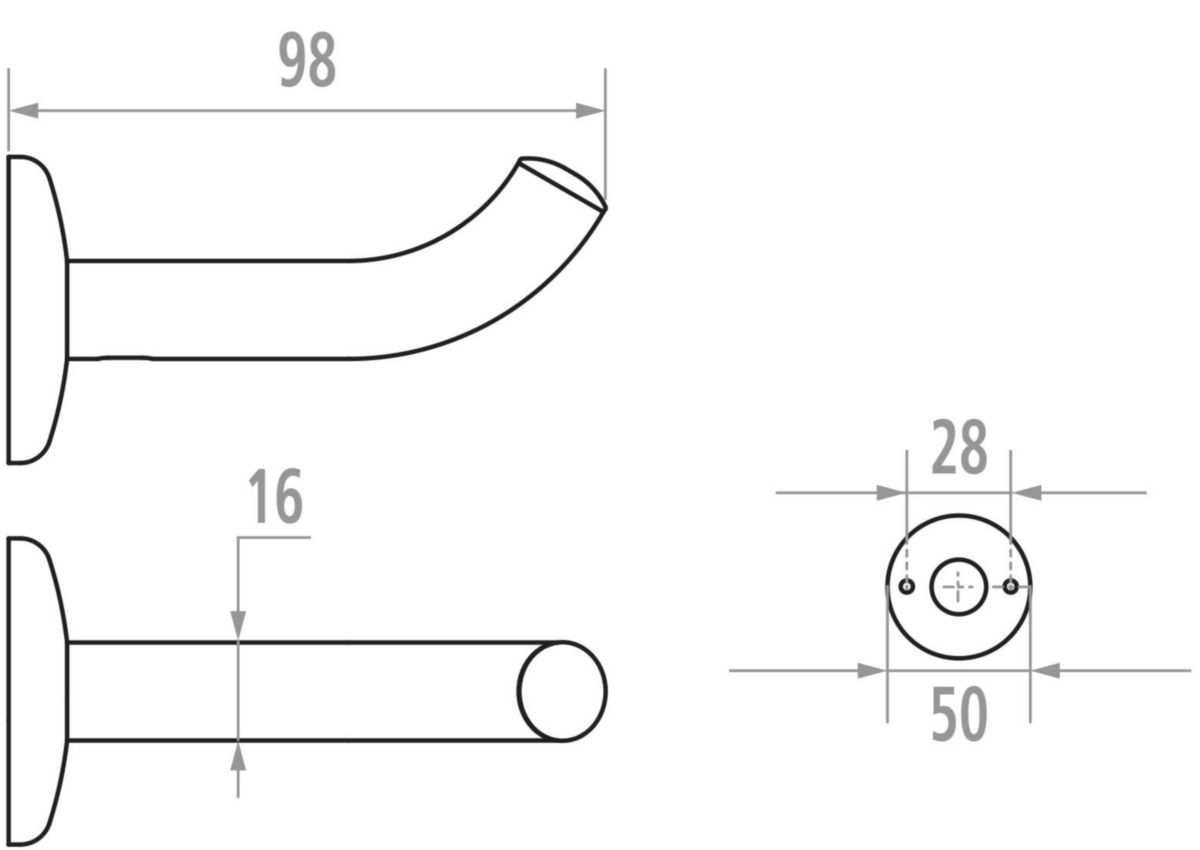 Patère LOFT avec 1 tête, tube en laiton D 16 mm, nickelé chromé réf. 010130