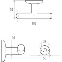 Patère LOFT avec 2 têtes, tube en laiton D 16 mm, nickelé chromé réf. 010132