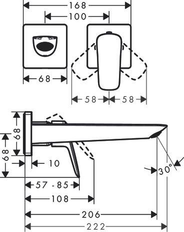 Mitigeur lavabo Logis encastré mural chromé Réf : 71256000