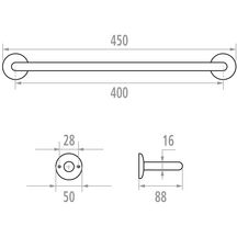 Porte-serviettes LOFT 40 cm avec 1 branche fixe, tube laiton D 16 mm, nickelé chromé réf. 010140