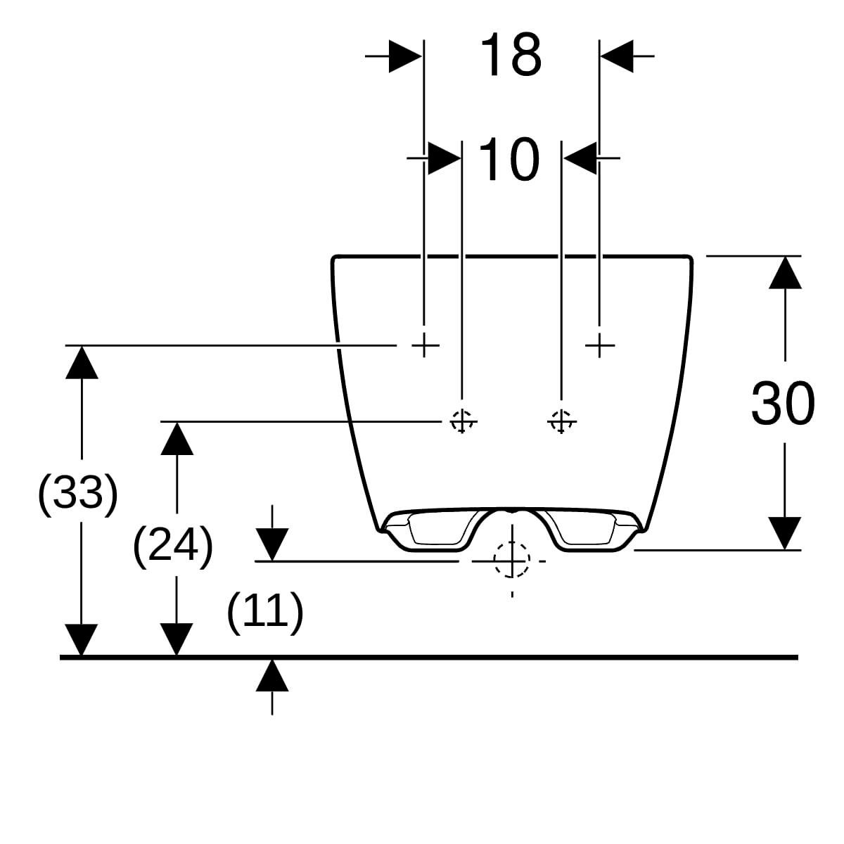 Bidet suspendu Geberit ONE caréné: T=54cm, Trop-plein=Dissimulé, blanc / KeraTect , chromé brillant Réf. 500.690.01.1