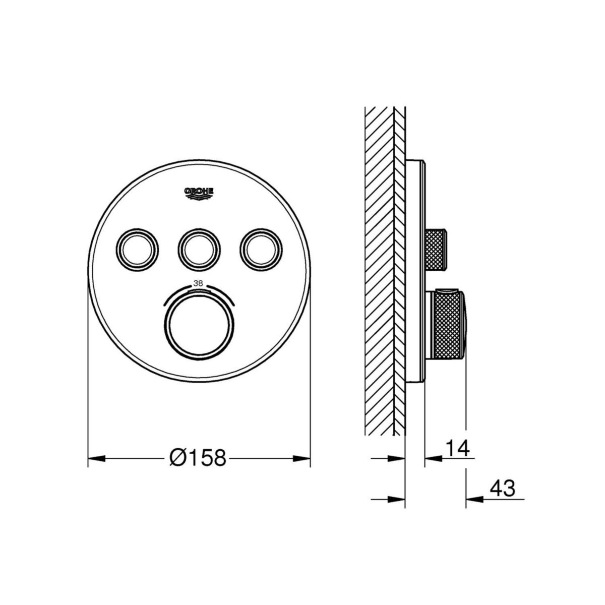 Thermostatique pour installation encastrée 3 sorties Grohtherm SmartControl Blanc 29904LS0