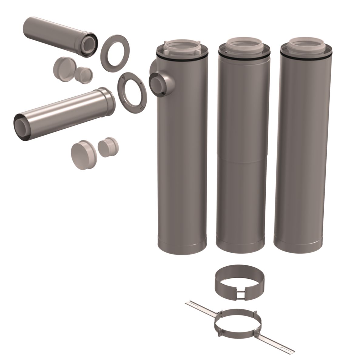 Kit étage Rolux 3CEp Condensation diamètre 160/250mm 2 appareils à 90° hauteur 3110mm.